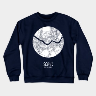 Seoul, South Korea City Map - Full Moon Crewneck Sweatshirt